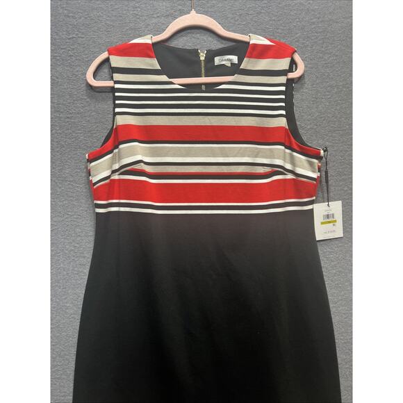 Calvin Klein Color Striped Scuba Sheath Dress Career Work Office Womens Size 14 - Picture 7 of 16